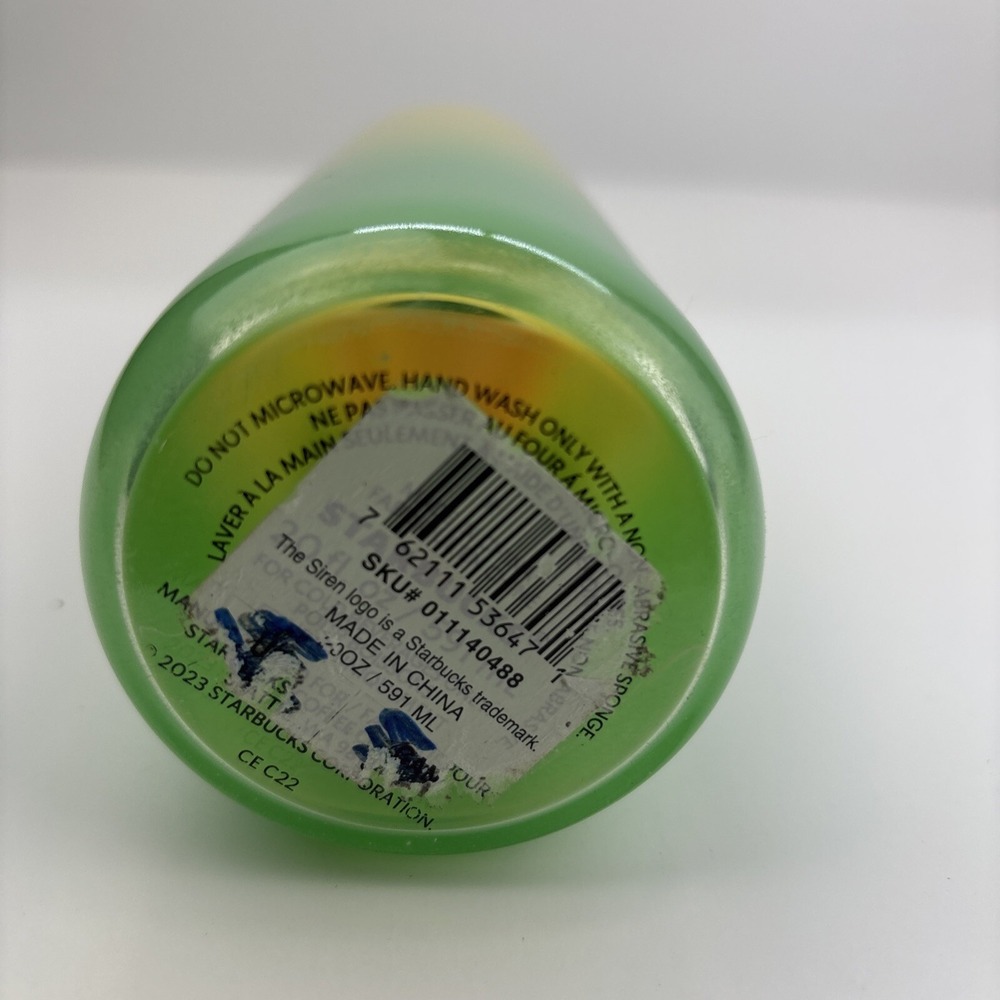 Starbucks Spring 2023 Pink Green Yellow Multicolor Glass 20 oz Water Bottle - Picture 6 of 8